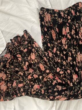 Black Floral Maxi Dress with Pink Blossom Print